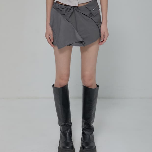 플레어업 Asymmetrical Layered Mini Skirt
