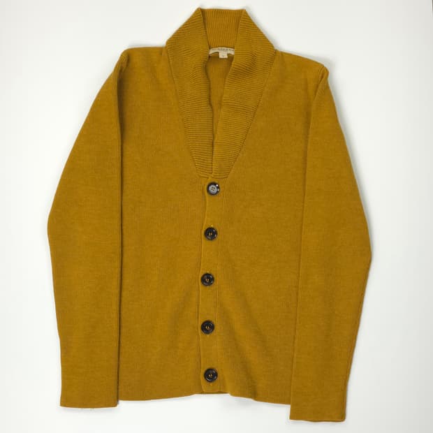 버버리 실크혼방 숄카라 니트가디건 머스타드 (M)