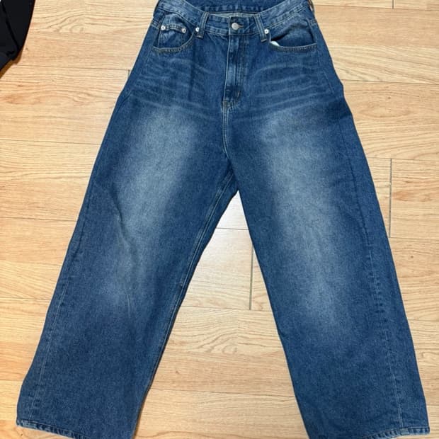 (28~30size) 와이드핏 워싱 진청 데님팬츠