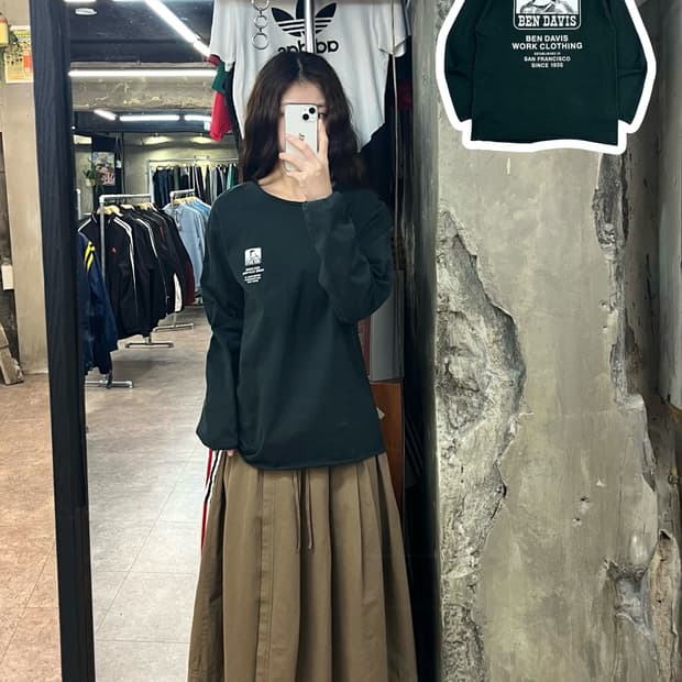 벤데이비스 프린팅 긴팔티 그린 M #csz2587