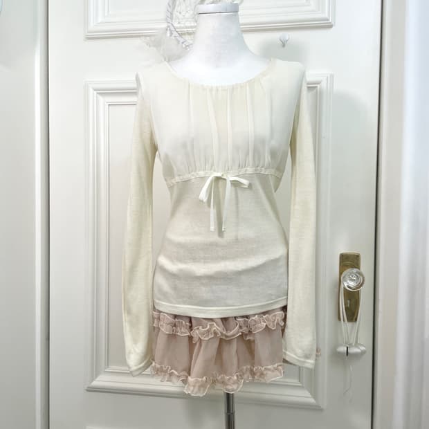 ivory shirring bow point slim top