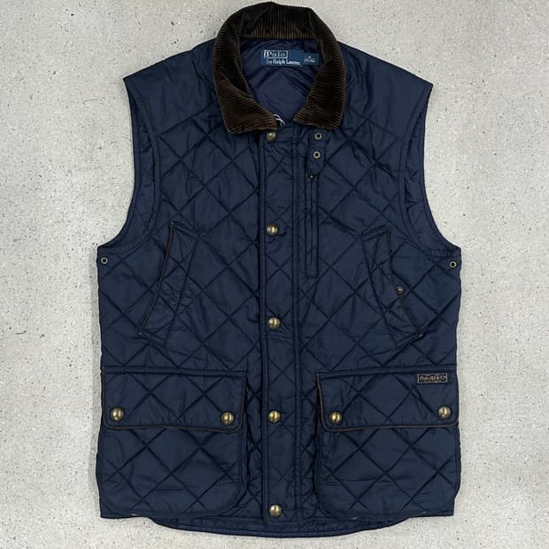 폴로 랄프로렌 네이비 코듀로이 퀼팅 베스트