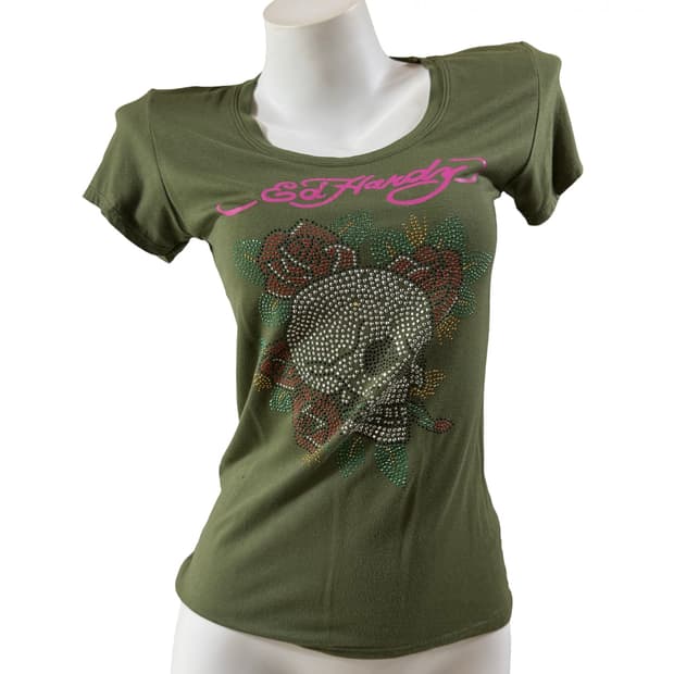 에드하디 y2k skull t-shirt