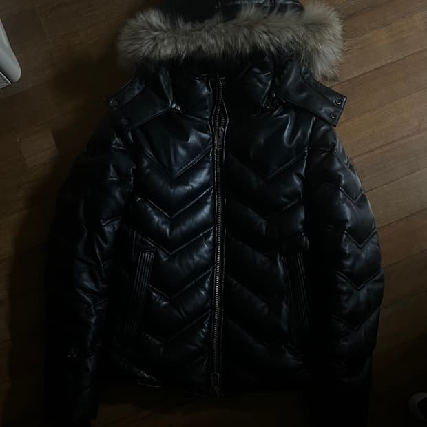 Jack Rose Racoon fur lamb leather puffer