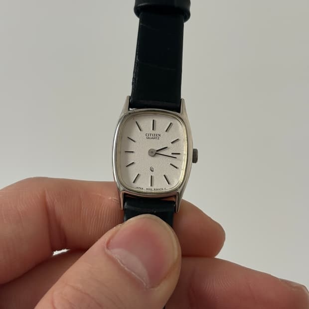 1980s CQ Snow Dial Tank Ladies Quartz