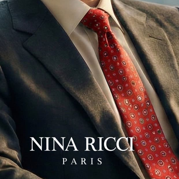 니나리치 실크 레드 패턴 넥타이 9.6cm A+등급 A19837