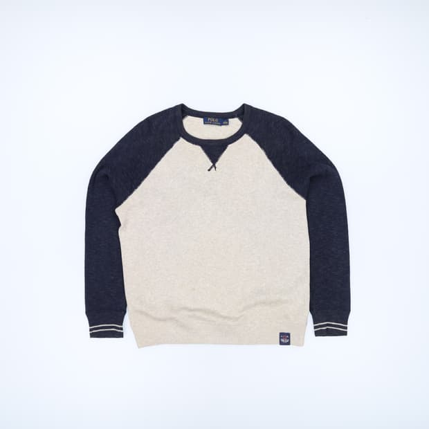 S 신형 폴로 빈티지 래글런 맨투맨 니트 배색 4175