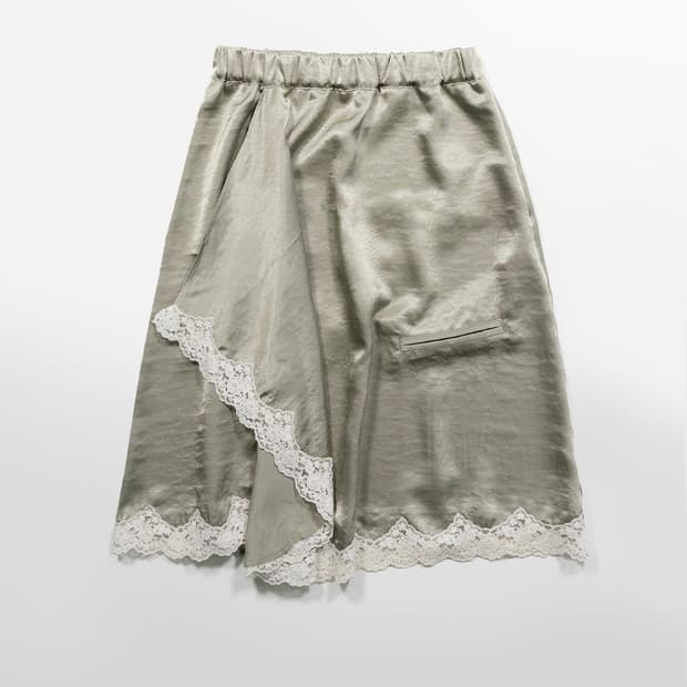 생긴스튜디오 SATIN DRAPE SKIRT - KHAKI