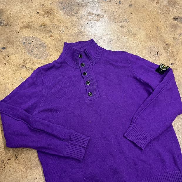 [정품/XXXL] 스톤아일랜드 하프집업 버튼 니트 퍼플 b10