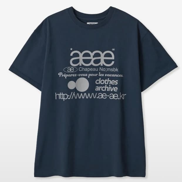 aeae 에이이에이이 WEB LOGO T-SHIRTS 티셔츠 반팔 네이비