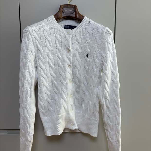 폴로 랄프로렌 케이블 니트 가디건 화이트