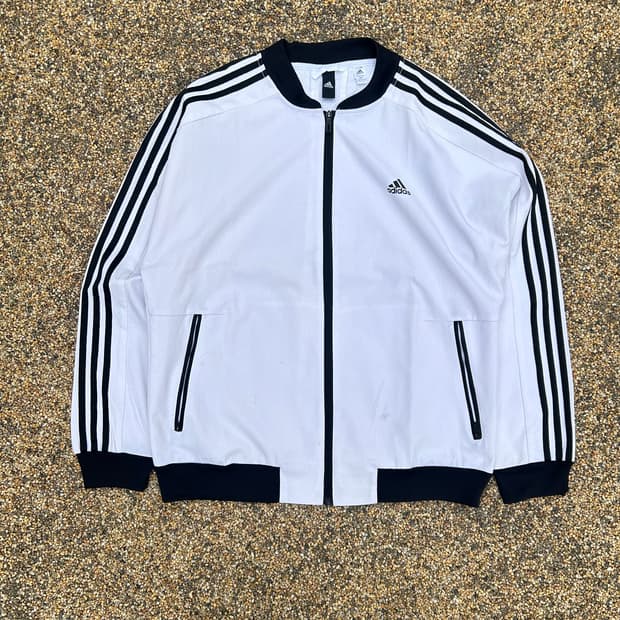 아디다스 (ADIDAS)흰검 삼선 화이트 바람막이 자켓