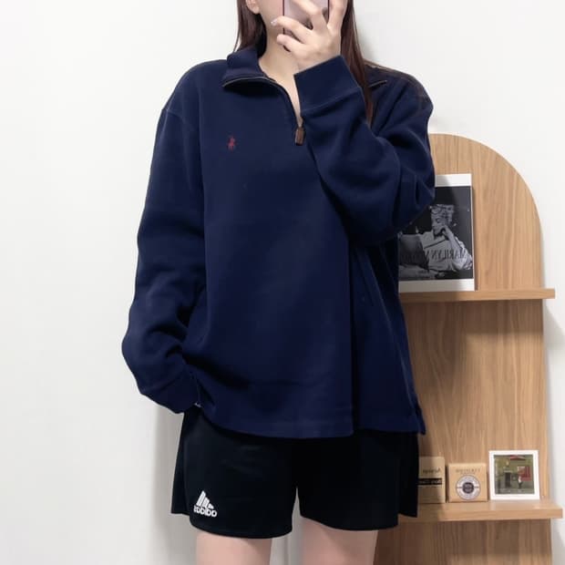 [정품] 폴로 네이비 / 버건디포니 반집업 [ L ]