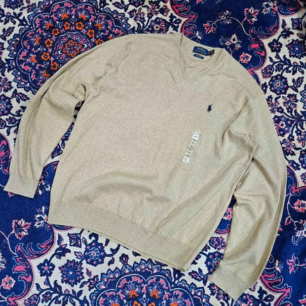 (미사용)폴로랄프로렌 파마코튼 브이넥 스웨터 니트 XL size