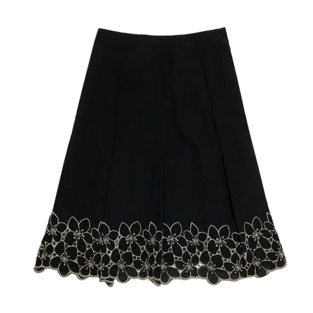 Hem Flower Pattern Midi skirt