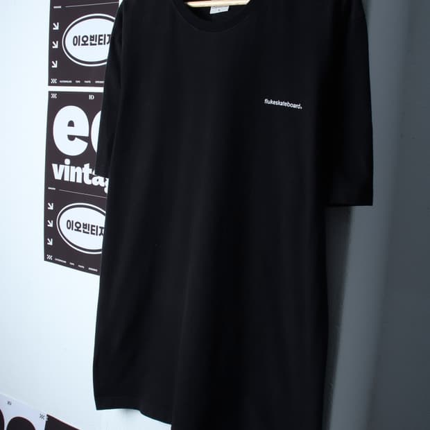 (XL-2XL) 플루크 반팔 티셔츠 레터링 스케이트보드 블랙-H32251