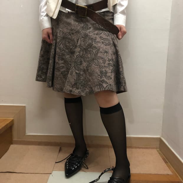 빈티지 브라운 오리엔탈 미디 스커트