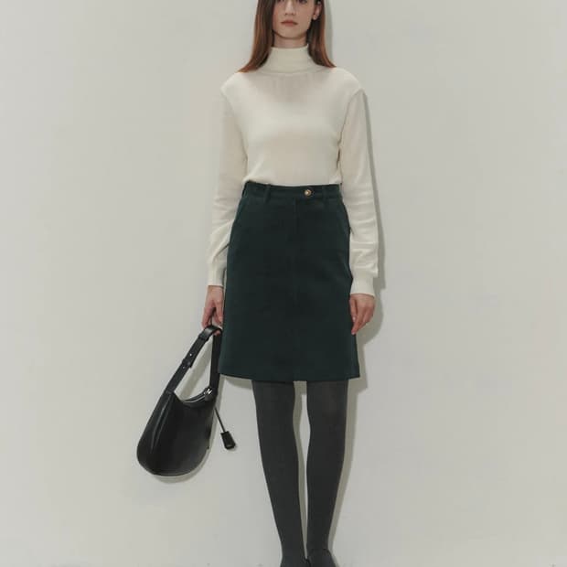 새상품)던스트 A라인 코듀로이 스커트 그린 M