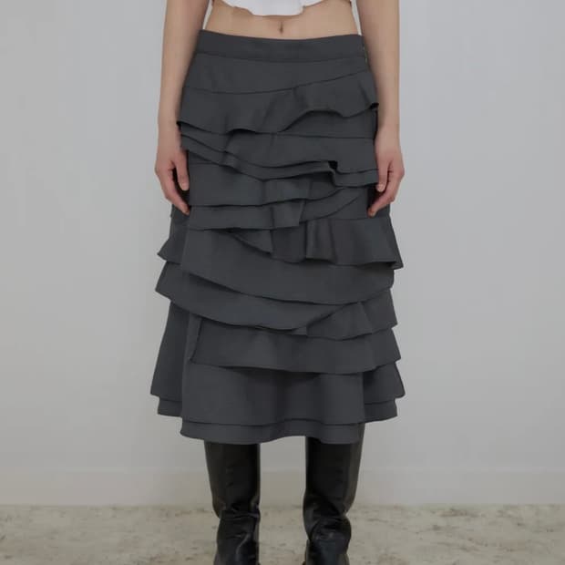 플레어업  Faye Frill Midi Skirt (FL-246_