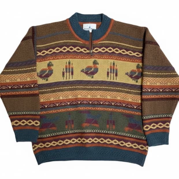 💥대장급💥뉴질랜드 빈티지 반집업 니트/snowy peak 스노위피크