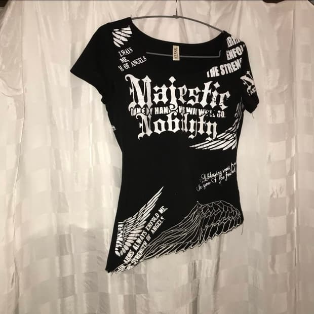 Vintage 고스펑크 고딕 날개 반팔티