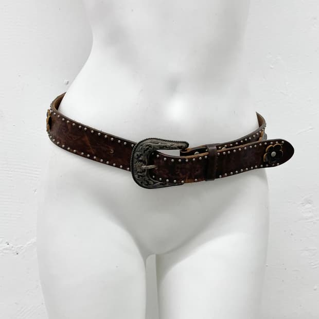 리얼레더 오리엔탈페어리 펀칭 버클 벨트