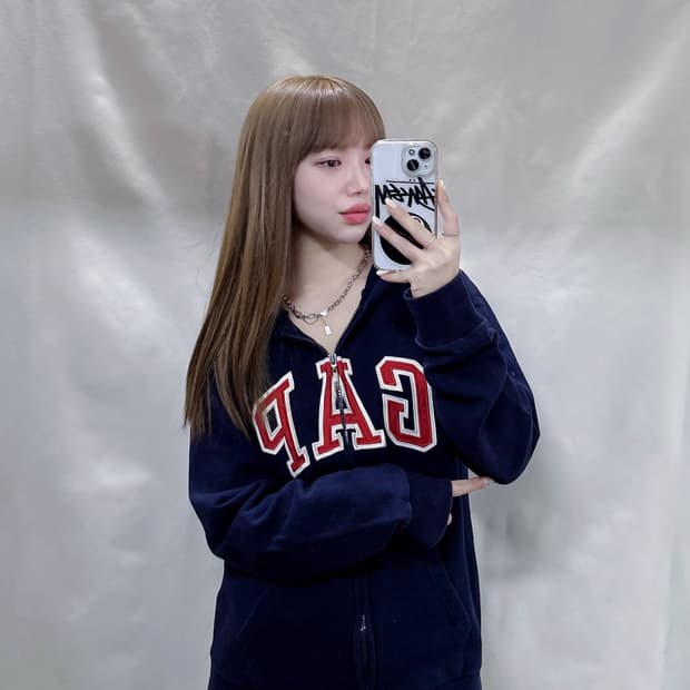 GAP 갭 네이비 빅로고 후드집업 