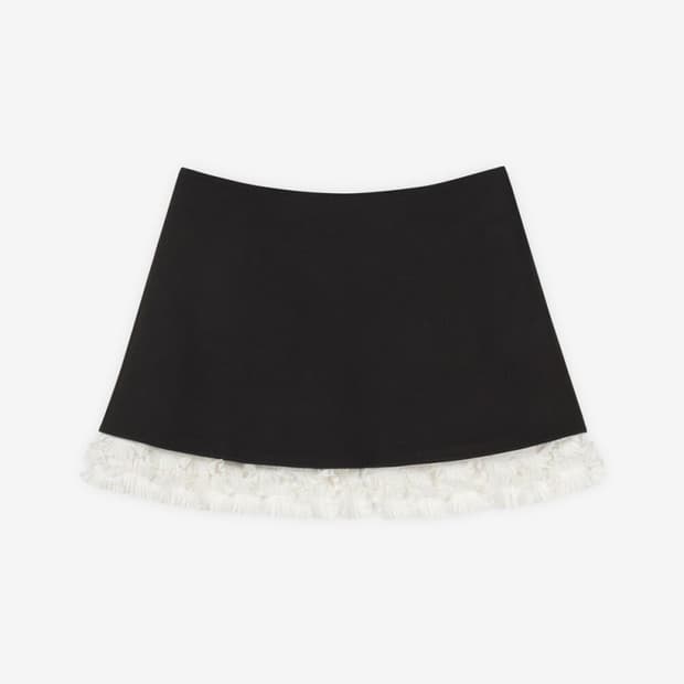 마블링 러플 미니 스커트