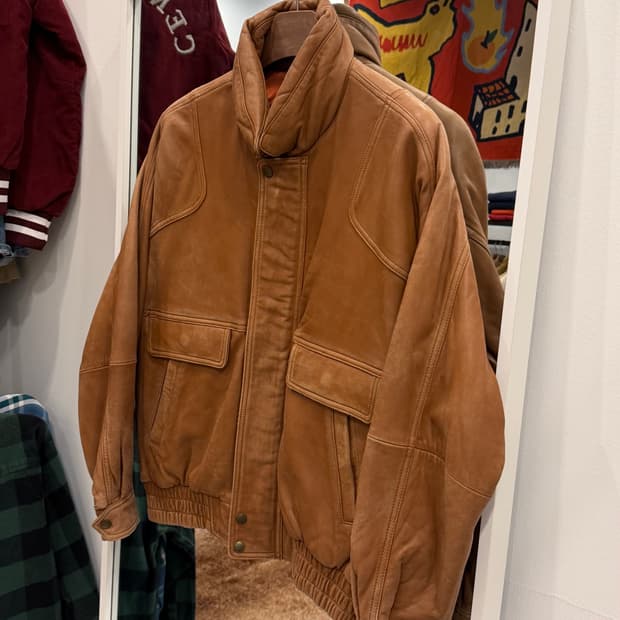 90-00s Sorgente 빈티지 쉽스킨 A-2 레더 자켓