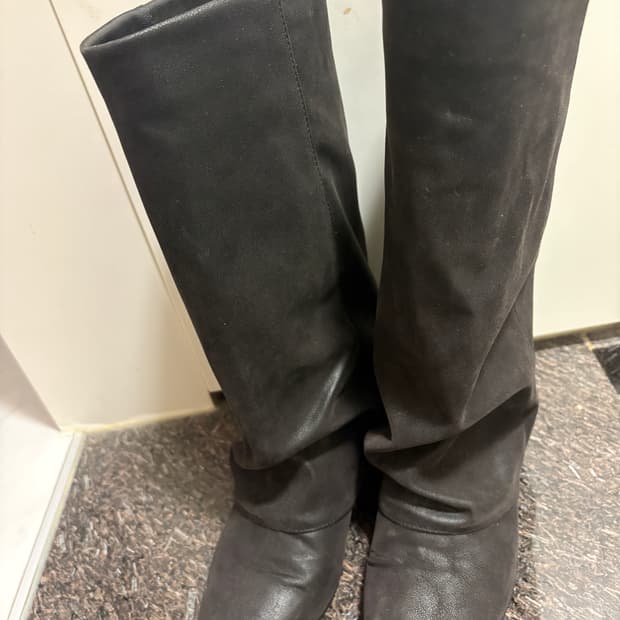 스웨이드 폴딩 롱부츠