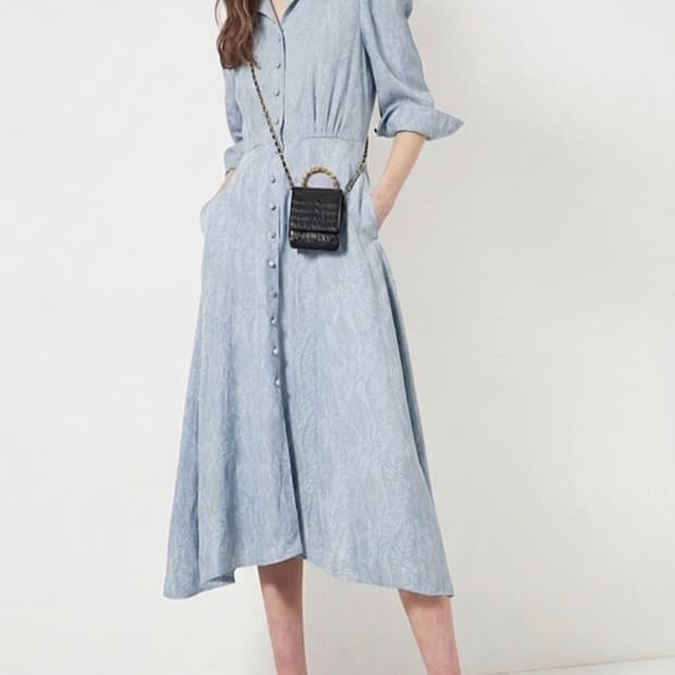 오브제 플로럴 버튼 드레스 66사이즈