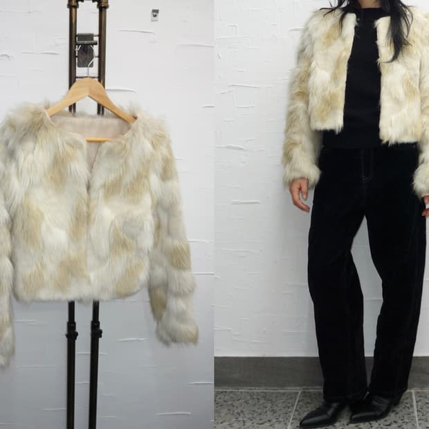 White ivory fur jacket