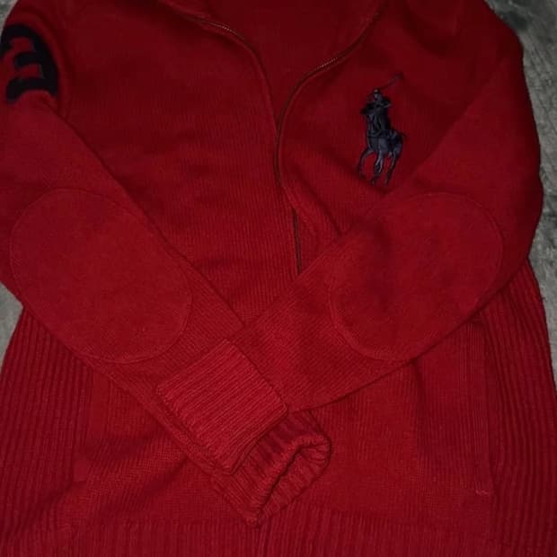 폴로랄프로렌 니트집업 버건디레드 s
