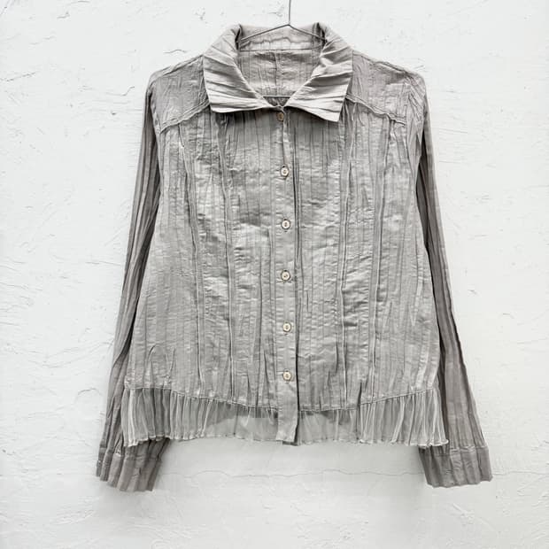 JPN 매쉬 핀턱 플리츠 블라우스