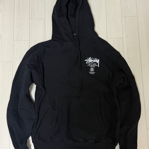 스투시 월드투어 후드티 블랙 M World Tour Hoodie