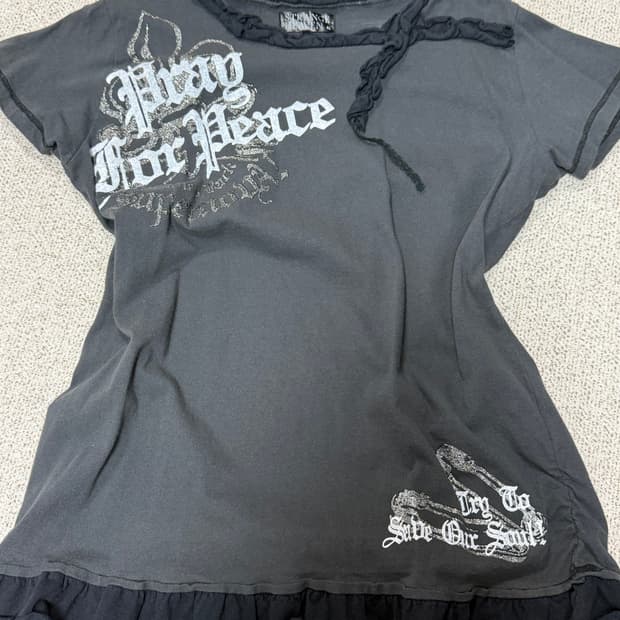 빈티지 리본 반팔 펑크 