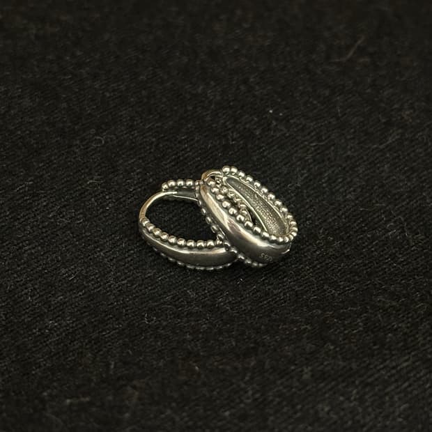 Beaded Edge Hoops 925Silver Earring