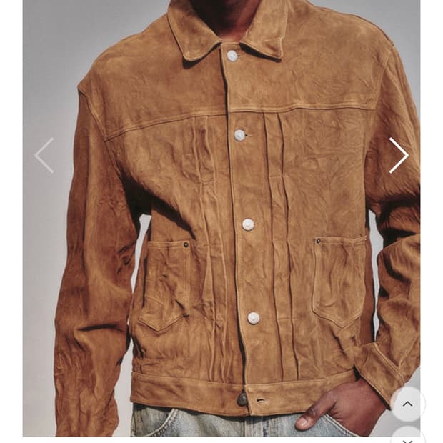 [m] 아트 이프 액츠 워시드 스웨이드 트러커 레더 자켓