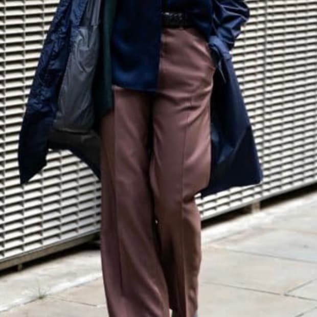 유니클로U/트윌 와이드 팬츠 다크브라운/XL