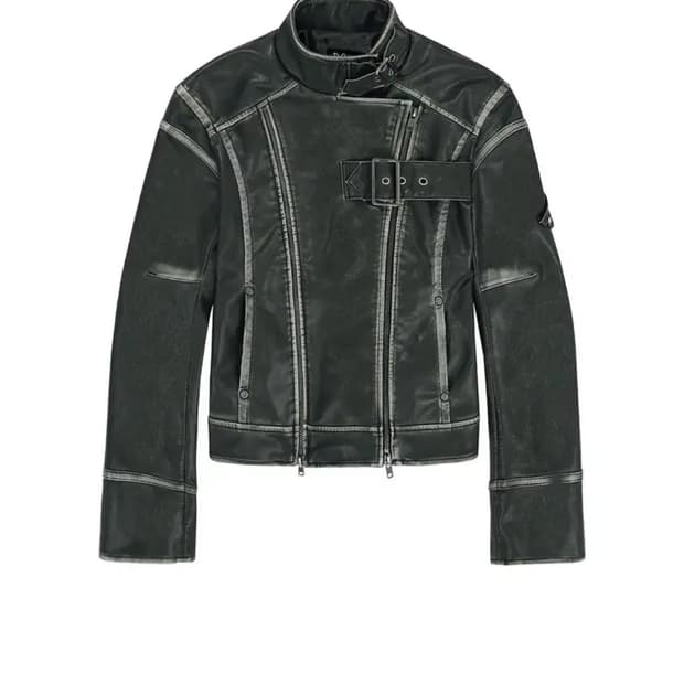 보헤미안서울 보헴서 워시드 모토 자켓 빈티지 차콜 레더 라이더 자켓