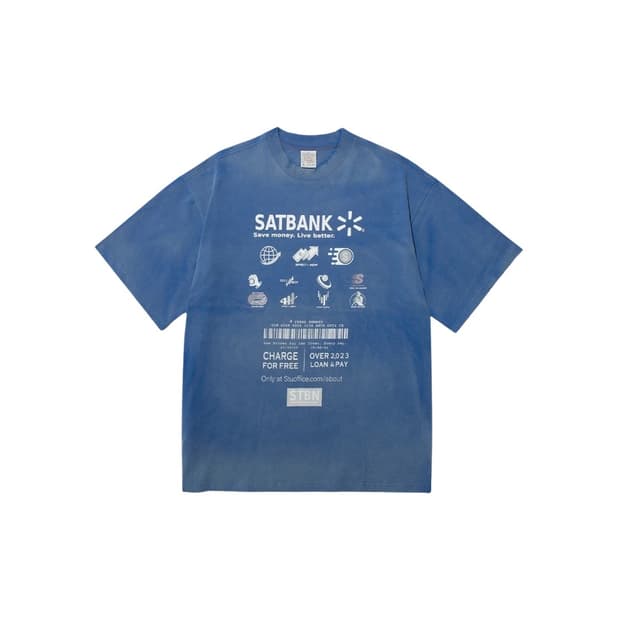 [M] STU 스프레이 뱅크 프린팅 티셔츠 블루 stu office