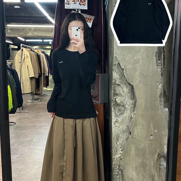 꼼데가르송 긴팔티 블랙 S #csz3586