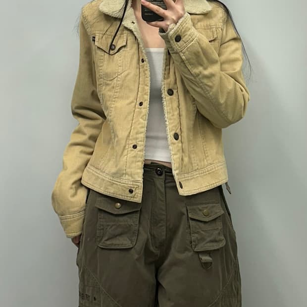 아베크롬비 베이지 코듀로이 양털 자켓