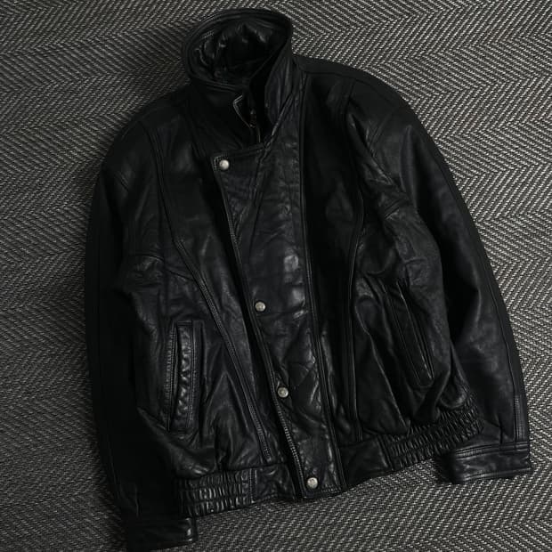 빈티지 램스킨 가죽 레더 봄버 자켓y 3566