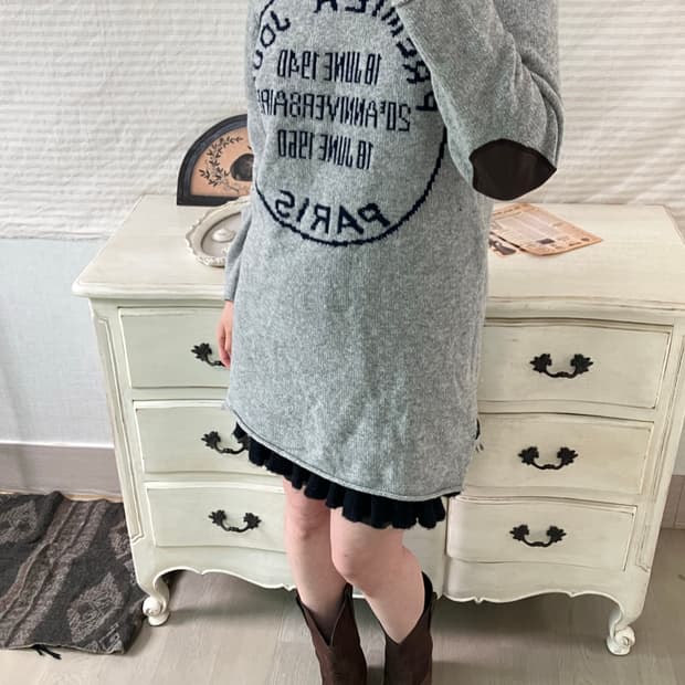 jpn vintage 차콜 네이비 레터링 니트 y2k 스트릿 갸루 펑키