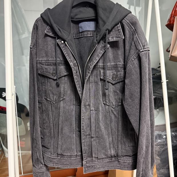 (48)준지 20ss 흑청 후드 트러커 자켓 