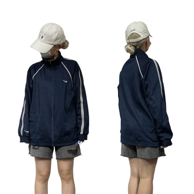 나이키 네이비 화이트 사이드 라인 트랙탑 져지 M