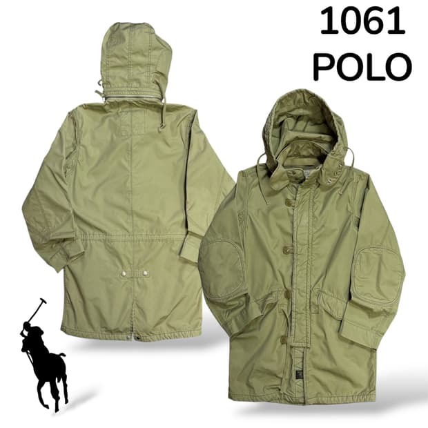 폴로 카키 후드야상 S