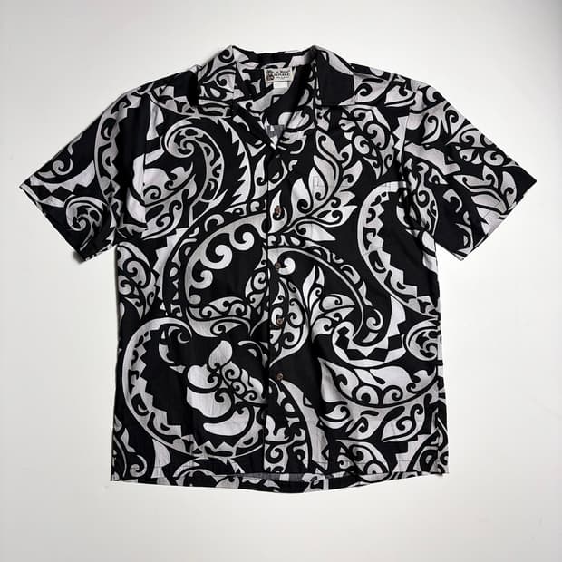 Selected USA 00's 트라이벌 패턴 하와이안 반팔셔츠R2388