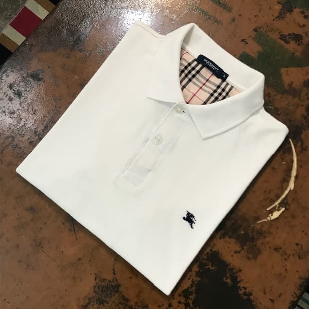 버버리 크림 아이보리 긴팔 피케 남성 102 105 여성 프리사이즈